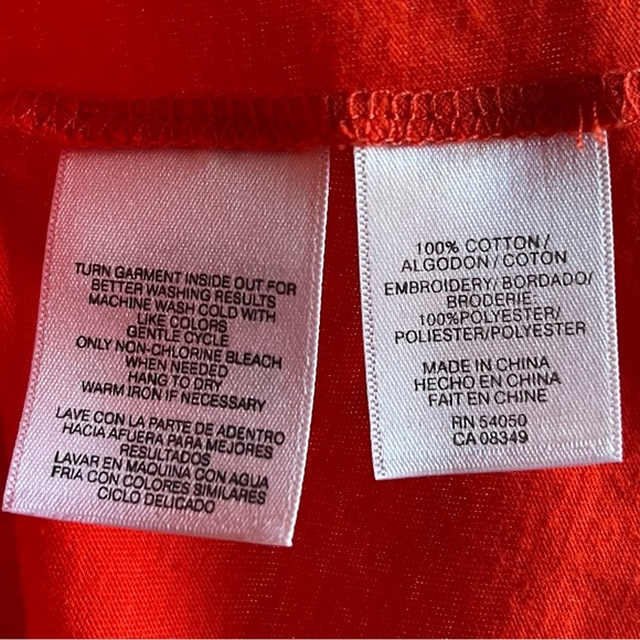 •Jones New York Sport• Orange Embroidered Pullover Top - Size Large - Picture 6 of 7